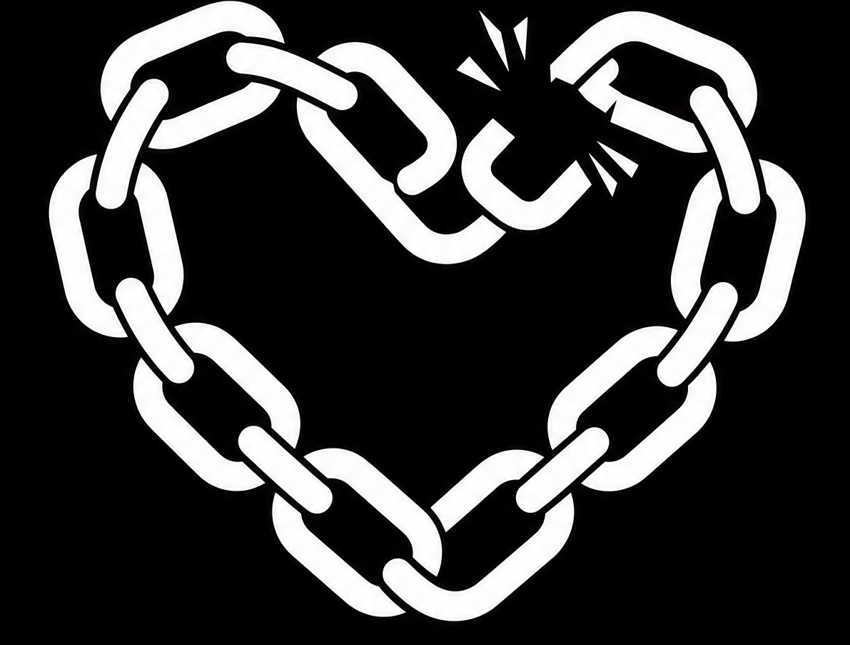 No To Meth — a heart of chain links with one link breaking